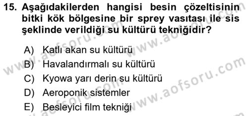 Bitki Su İlişkileri Dersi 2018 - 2019 Yılı 3 Ders Sınav Soruları 15. Soru