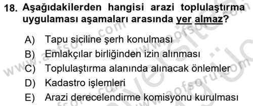 Bitki Su İlişkileri Dersi 2018 - 2019 Yılı 3 Ders Sınav Soruları 18. Soru