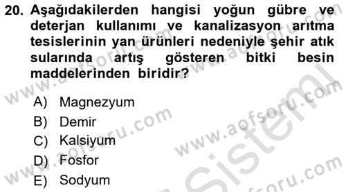 Bitki Su İlişkileri Dersi 2018 - 2019 Yılı 3 Ders Sınav Soruları 20. Soru