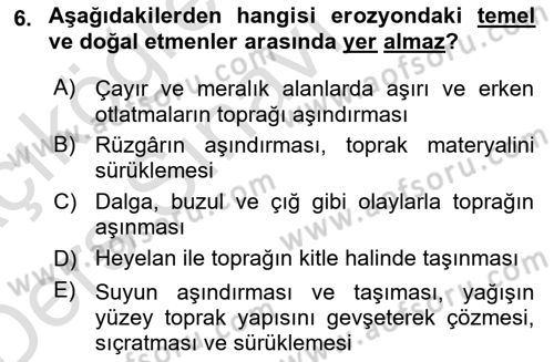 Bitki Su İlişkileri Dersi 2018 - 2019 Yılı 3 Ders Sınav Soruları 6. Soru
