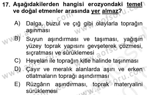 Bitki Su İlişkileri Dersi Ara Sınavı Deneme Sınav Soruları 17. Soru