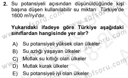 Bitki Su İlişkileri Dersi Ara Sınavı Deneme Sınav Soruları 2. Soru