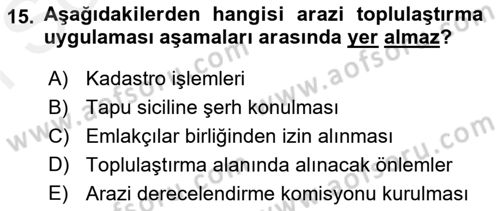 Bitki Su İlişkileri Dersi 2018 - 2019 Yılı (Final) Dönem Sonu Sınav Soruları 15. Soru