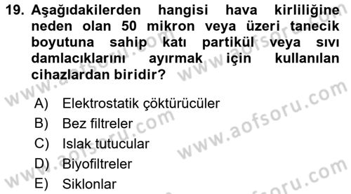 Bitki Su İlişkileri Dersi 2018 - 2019 Yılı (Final) Dönem Sonu Sınav Soruları 19. Soru