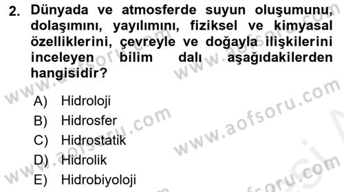 Bitki Su İlişkileri Dersi 2018 - 2019 Yılı (Final) Dönem Sonu Sınav Soruları 2. Soru