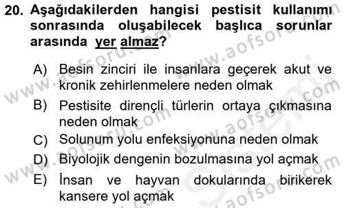 Bitki Su İlişkileri Dersi 2018 - 2019 Yılı (Final) Dönem Sonu Sınav Soruları 20. Soru