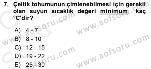 Bitki Su İlişkileri Dersi 2018 - 2019 Yılı (Final) Dönem Sonu Sınav Soruları 7. Soru