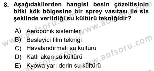 Bitki Su İlişkileri Dersi 2018 - 2019 Yılı (Final) Dönem Sonu Sınav Soruları 8. Soru