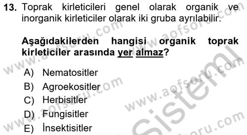 Bitki Su İlişkileri Dersi 2018 - 2019 Yılı Yaz Okulu Sınav Soruları 13. Soru