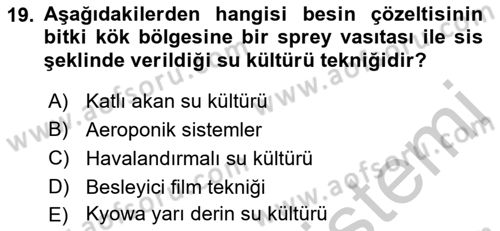 Bitki Su İlişkileri Dersi 2018 - 2019 Yılı Yaz Okulu Sınav Soruları 19. Soru