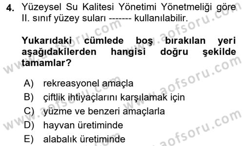 Bitki Su İlişkileri Dersi 2018 - 2019 Yılı Yaz Okulu Sınav Soruları 4. Soru