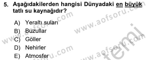 Bitki Su İlişkileri Dersi 2018 - 2019 Yılı Yaz Okulu Sınav Soruları 5. Soru