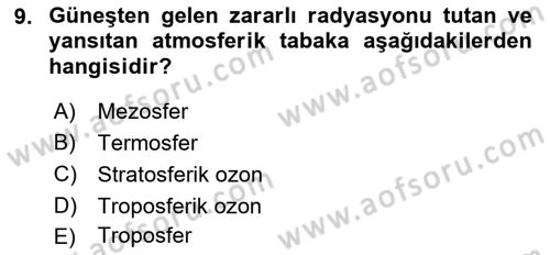 Bitki Su İlişkileri Dersi 2018 - 2019 Yılı Yaz Okulu Sınav Soruları 9. Soru