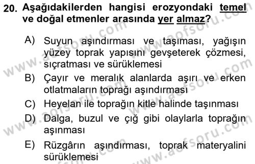 Bitki Su İlişkileri Dersi 2019 - 2020 Yılı (Vize) Ara Sınav Soruları 20. Soru