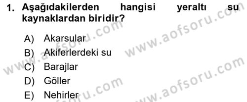 Bitki Su İlişkileri Dersi 2019 - 2020 Yılı (Final) Dönem Sonu Sınav Soruları 1. Soru