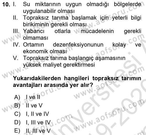 Bitki Su İlişkileri Dersi 2019 - 2020 Yılı (Final) Dönem Sonu Sınav Soruları 10. Soru