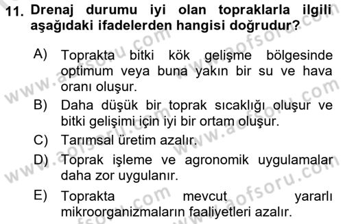 Bitki Su İlişkileri Dersi 2019 - 2020 Yılı (Final) Dönem Sonu Sınav Soruları 11. Soru