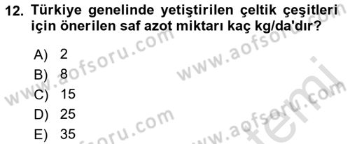 Bitki Su İlişkileri Dersi 2019 - 2020 Yılı (Final) Dönem Sonu Sınav Soruları 12. Soru