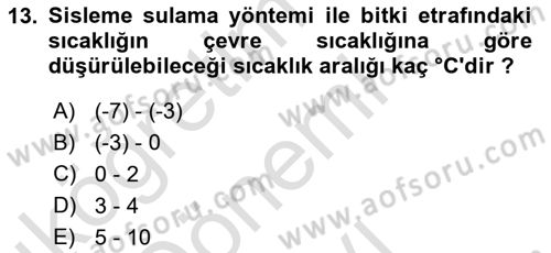 Bitki Su İlişkileri Dersi 2019 - 2020 Yılı (Final) Dönem Sonu Sınav Soruları 13. Soru