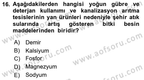 Bitki Su İlişkileri Dersi 2019 - 2020 Yılı (Final) Dönem Sonu Sınav Soruları 16. Soru