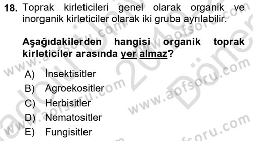 Bitki Su İlişkileri Dersi 2019 - 2020 Yılı (Final) Dönem Sonu Sınav Soruları 18. Soru