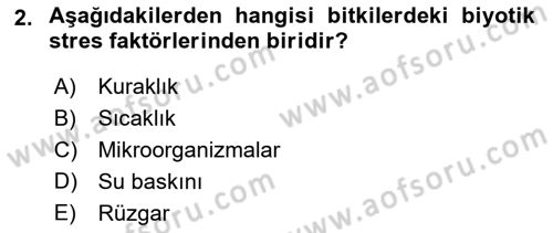 Bitki Su İlişkileri Dersi 2019 - 2020 Yılı (Final) Dönem Sonu Sınav Soruları 2. Soru