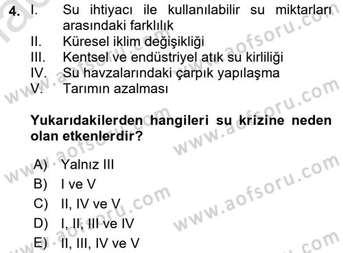 Bitki Su İlişkileri Dersi 2019 - 2020 Yılı (Final) Dönem Sonu Sınav Soruları 4. Soru