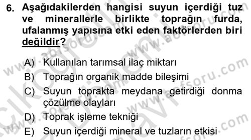 Bitki Su İlişkileri Dersi 2019 - 2020 Yılı (Final) Dönem Sonu Sınav Soruları 6. Soru