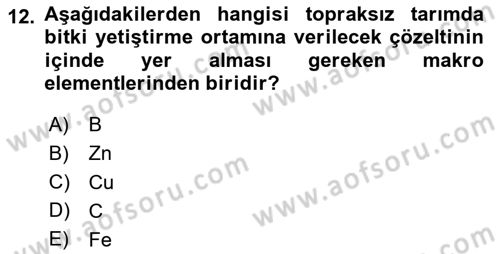 Bitki Su İlişkileri Dersi 2020 - 2021 Yılı Yaz Okulu Sınav Soruları 12. Soru