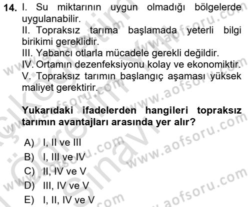 Bitki Su İlişkileri Dersi 2020 - 2021 Yılı Yaz Okulu Sınav Soruları 14. Soru