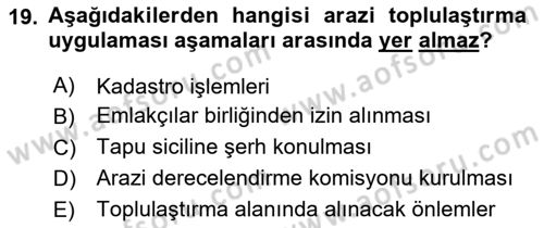 Bitki Su İlişkileri Dersi 2020 - 2021 Yılı Yaz Okulu Sınav Soruları 19. Soru