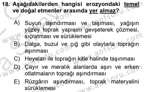Bitki Su İlişkileri Dersi Ara Sınavı Deneme Sınav Soruları 18. Soru