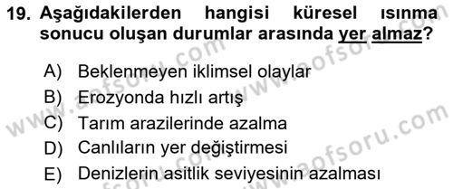 Bitki Su İlişkileri Dersi 2021 - 2022 Yılı (Vize) Ara Sınav Soruları 19. Soru