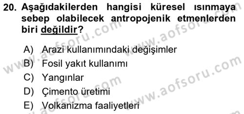 Bitki Su İlişkileri Dersi 2021 - 2022 Yılı (Vize) Ara Sınav Soruları 20. Soru