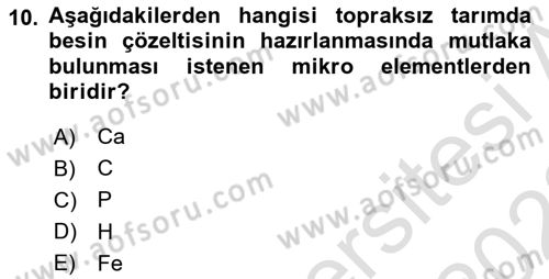 Bitki Su İlişkileri Dersi 2021 - 2022 Yılı (Final) Dönem Sonu Sınav Soruları 10. Soru