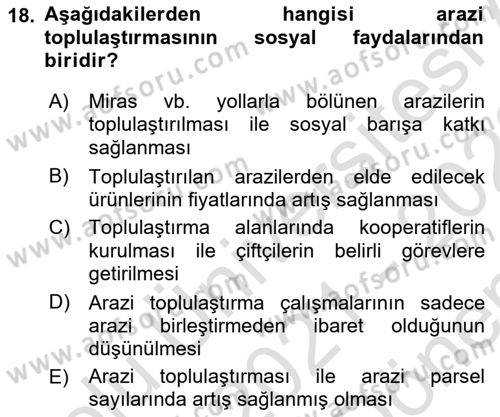 Bitki Su İlişkileri Dersi 2021 - 2022 Yılı (Final) Dönem Sonu Sınav Soruları 18. Soru