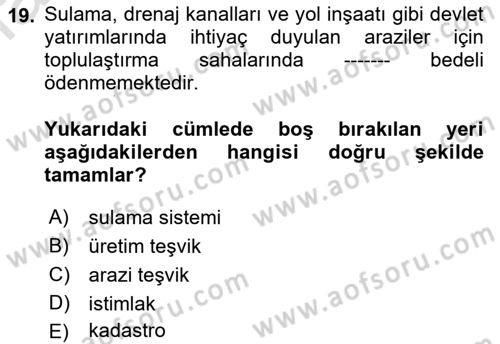 Bitki Su İlişkileri Dersi 2021 - 2022 Yılı (Final) Dönem Sonu Sınav Soruları 19. Soru