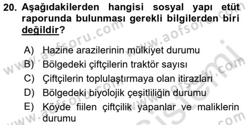 Bitki Su İlişkileri Dersi 2021 - 2022 Yılı (Final) Dönem Sonu Sınav Soruları 20. Soru