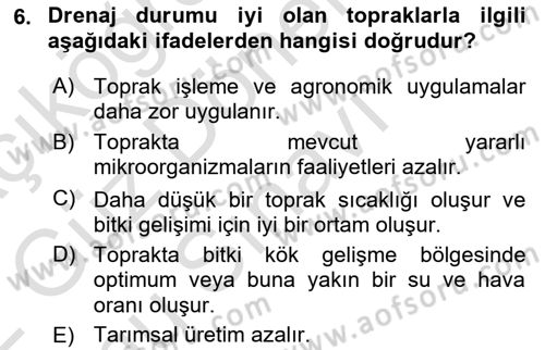 Bitki Su İlişkileri Dersi 2021 - 2022 Yılı (Final) Dönem Sonu Sınav Soruları 6. Soru