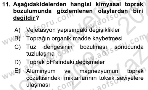 Bitki Su İlişkileri Dersi 2021 - 2022 Yılı Yaz Okulu Sınav Soruları 11. Soru