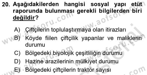 Bitki Su İlişkileri Dersi 2021 - 2022 Yılı Yaz Okulu Sınav Soruları 20. Soru