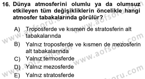 Bitki Su İlişkileri Dersi Ara Sınavı Deneme Sınav Soruları 16. Soru