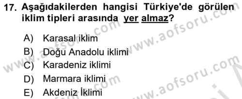 Bitki Su İlişkileri Dersi 2022 - 2023 Yılı (Vize) Ara Sınav Soruları 17. Soru