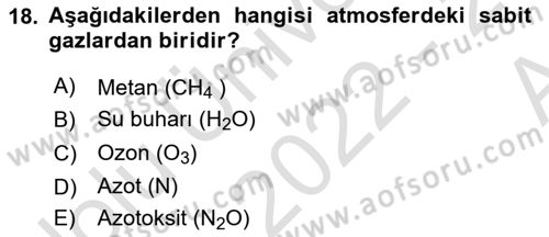 Bitki Su İlişkileri Dersi Ara Sınavı Deneme Sınav Soruları 18. Soru