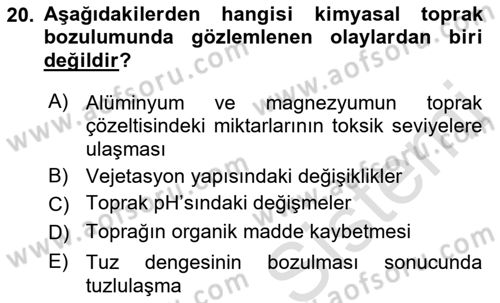 Bitki Su İlişkileri Dersi 2022 - 2023 Yılı (Vize) Ara Sınav Soruları 20. Soru
