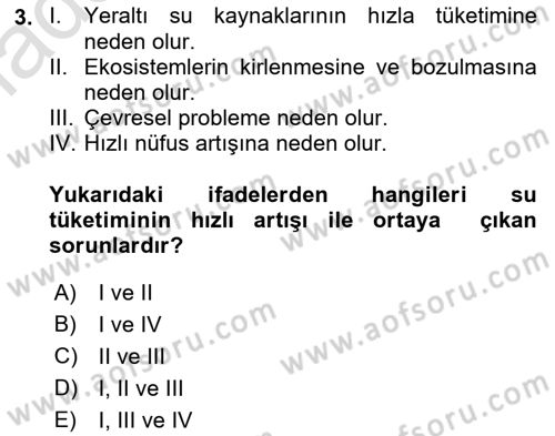 Bitki Su İlişkileri Dersi Ara Sınavı Deneme Sınav Soruları 3. Soru