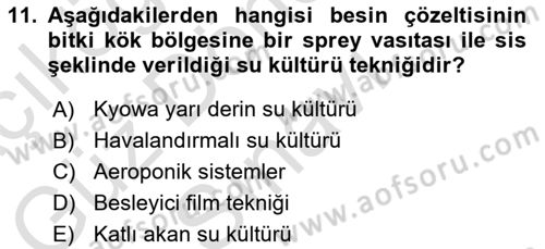 Bitki Su İlişkileri Dersi 2022 - 2023 Yılı (Final) Dönem Sonu Sınav Soruları 11. Soru