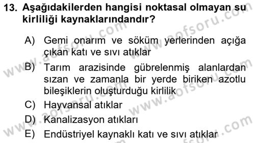 Bitki Su İlişkileri Dersi 2022 - 2023 Yılı (Final) Dönem Sonu Sınav Soruları 13. Soru