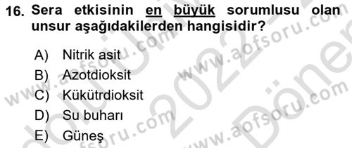 Bitki Su İlişkileri Dersi 2022 - 2023 Yılı (Final) Dönem Sonu Sınav Soruları 16. Soru