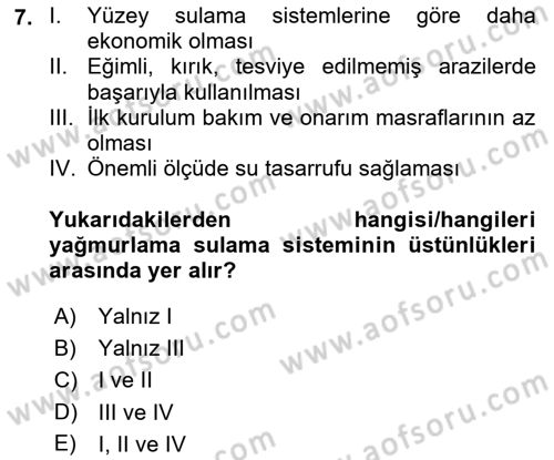 Bitki Su İlişkileri Dersi 2022 - 2023 Yılı (Final) Dönem Sonu Sınav Soruları 7. Soru